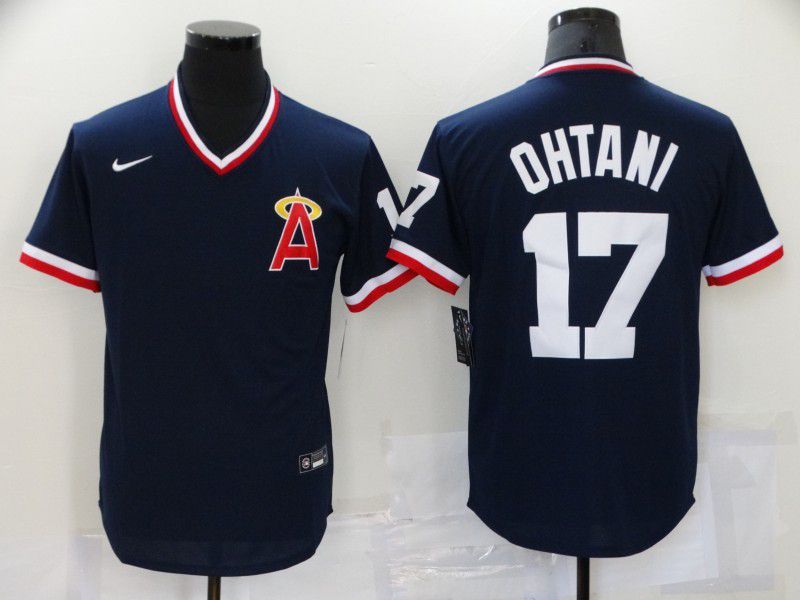 Men Los Angeles Angels #17 Ohtani Blue Throwback 2024 Nike MLB Jersey